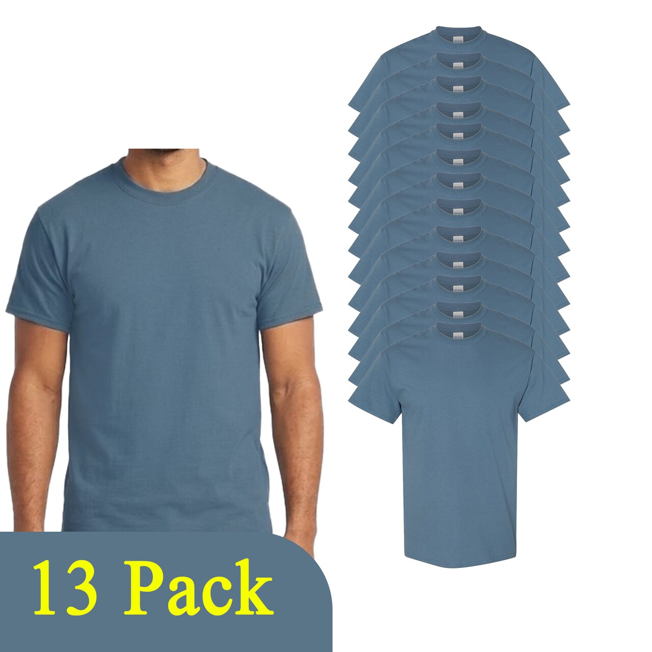 Gildan Heavy Cotton DIY Indigo Blue T-Shirt, Adult's Craft Blanks Multi Pack Tee